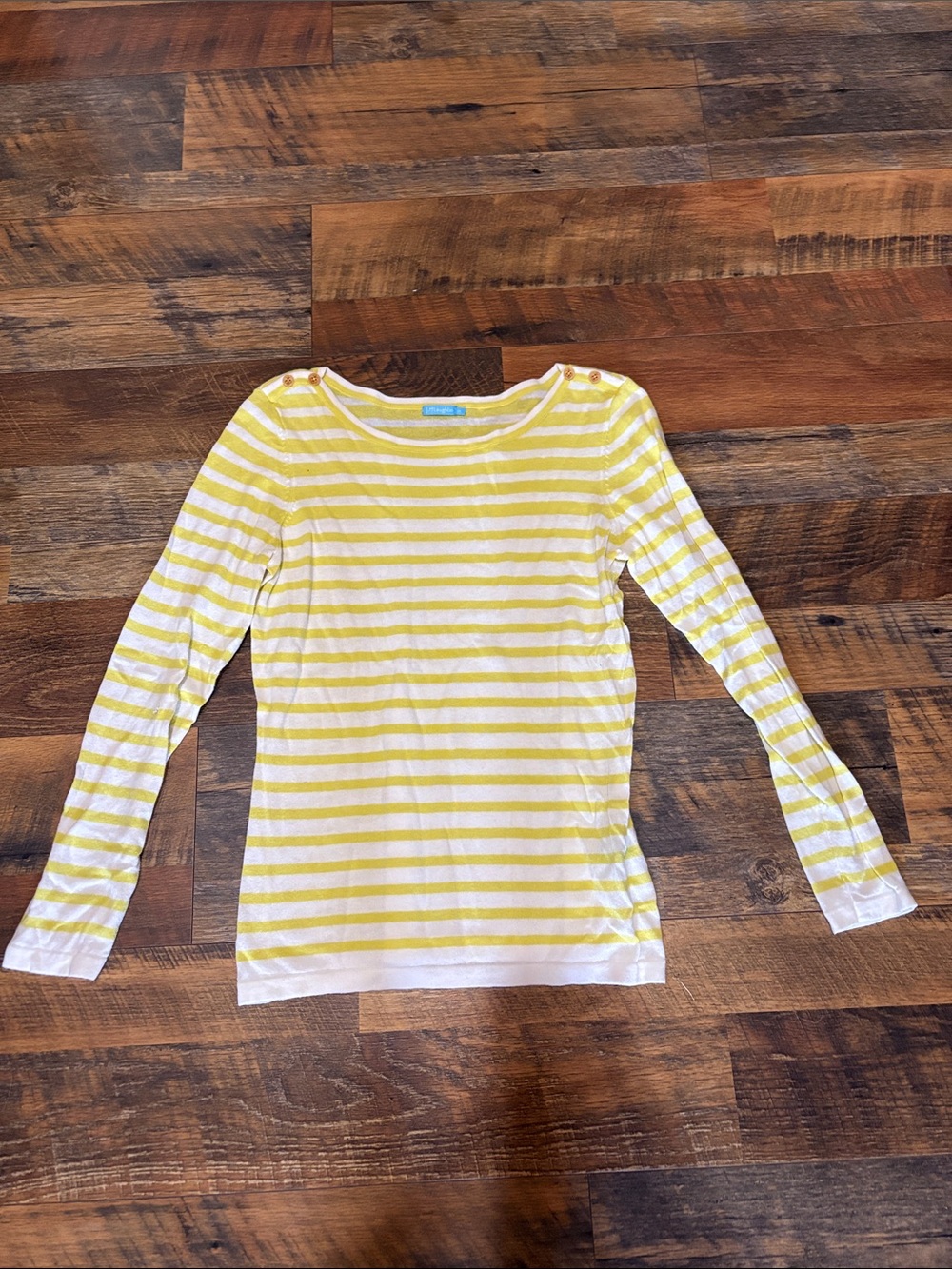 J. McLaughlin Yellow & White Striped Boatneck Sweater